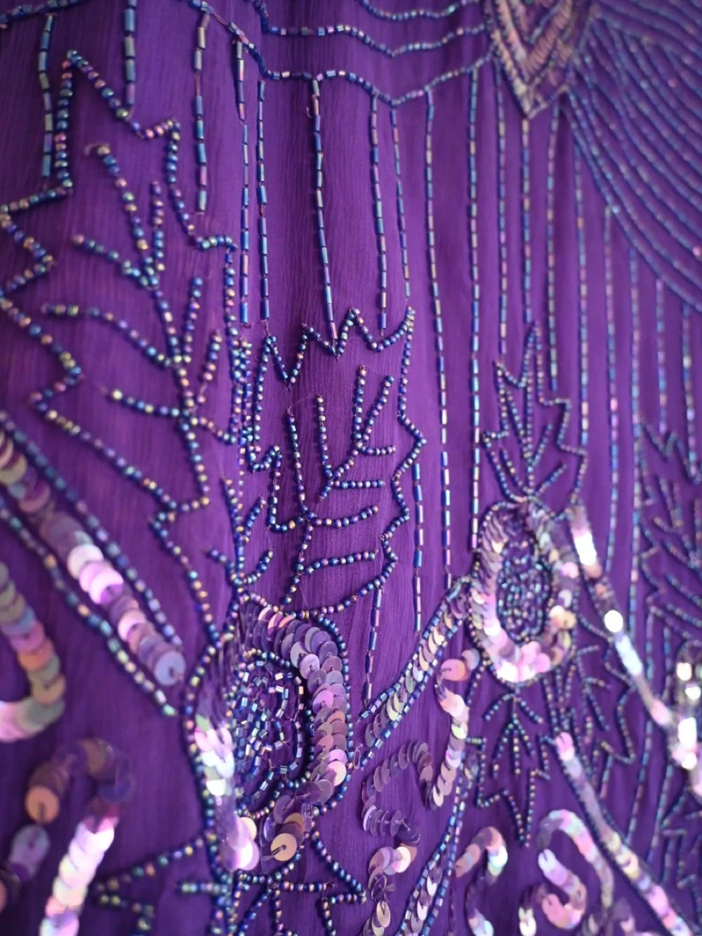 Laurence Kazar Purple Beaded Midi Dress - Picture 4 of 6